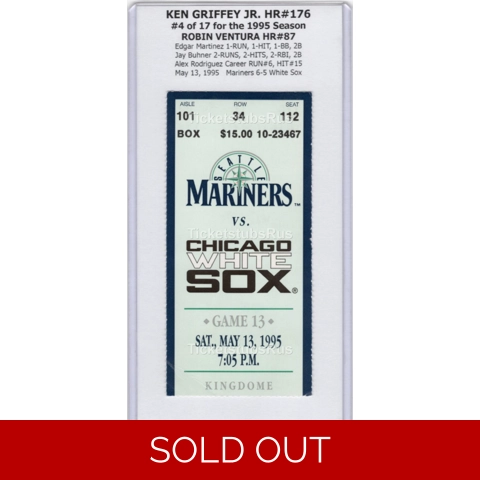Ken Griffey Jr HR #176 Ventura HR #87 Mariners White Sox 5/13/1995 Ticket Stub
